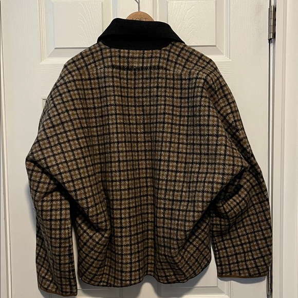 COS Sculpted Merino Wool Short Jacket Beige Checked Size Large - Picture 12 of 12
